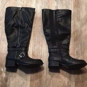 Torrid Black Buckle Studded Knee Wide Calf Boot